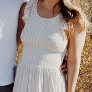 Free People Cream Smocked Maxi